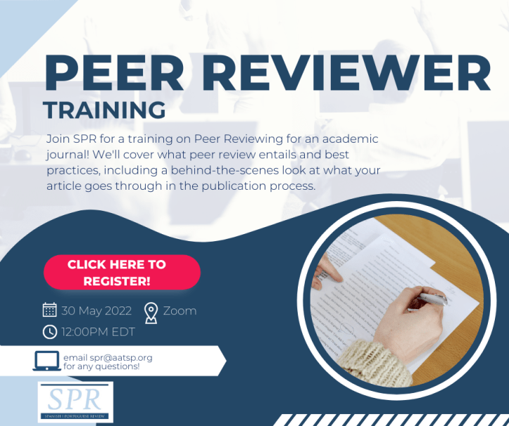 SPR Peer Reviewer training on May 30th